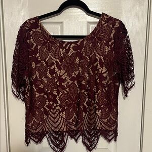 Express Burgundy Lace Blouse